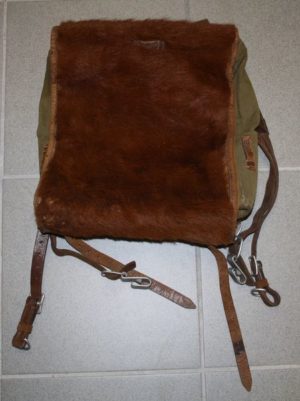 WW2 German Back-pack with animal skin NAMED