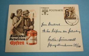 WW2 German postcard Work, Fight, Sacrifice