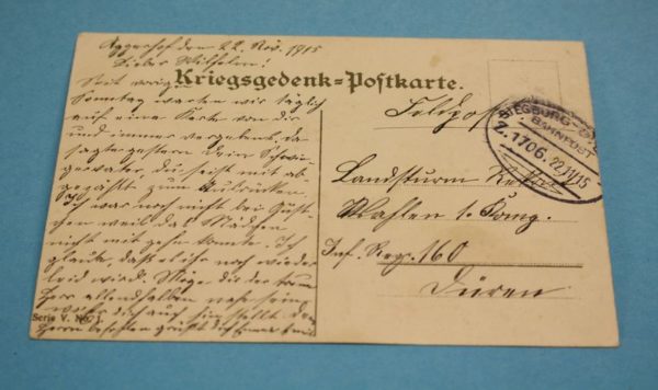 WW1 German nov. 1915 dated postcard - Image 2