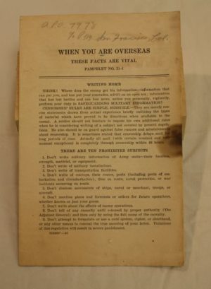 WW2 U.S. issued pamphlet “When you are overseas”